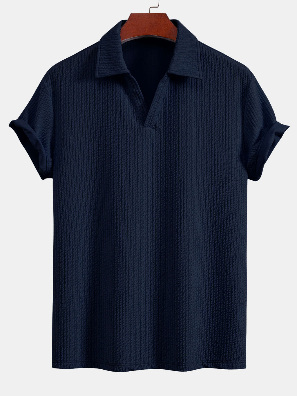 Kurzarm V-Ausschnitt Ripp-Polo