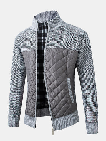 Quilted Patchwork Zip Up Sweater