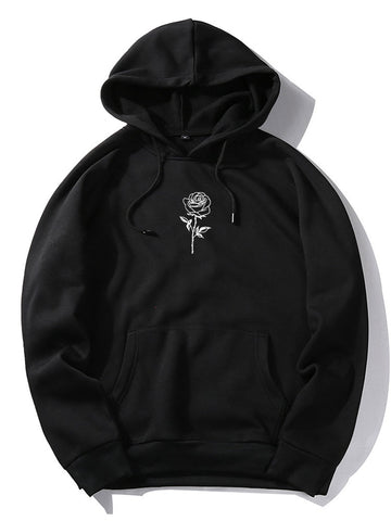 Rose Print Drawstring Hoodies